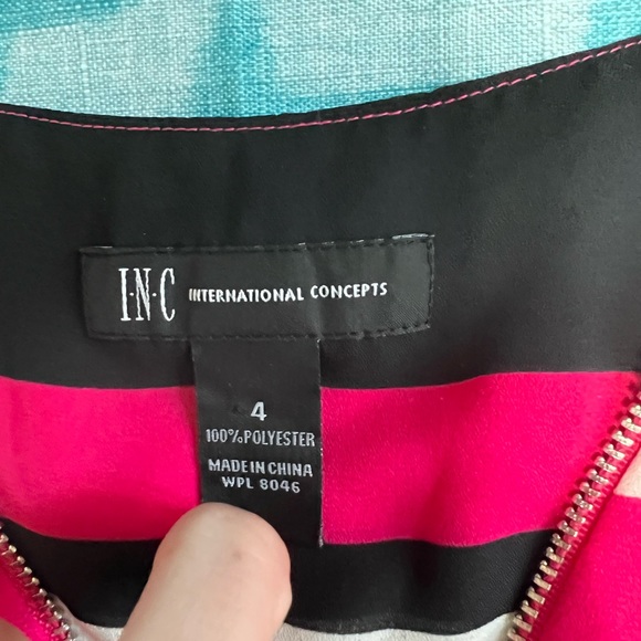 INC Pink and Black Striped Sleeveless Blouse - Picture 3 of 3